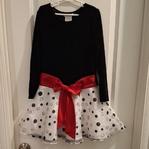 Bonnie Jean Black and White Dress with Red Accent